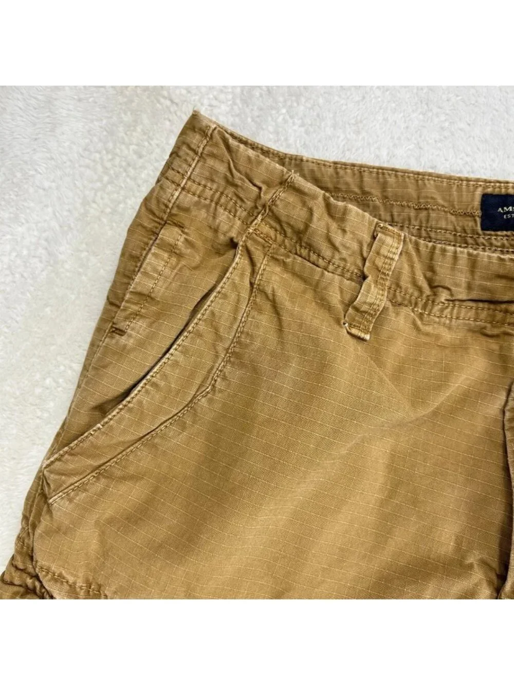 American Eagle Outfitters Cargo Shorts Mens 34 Brown Classic Ripstop “Read”